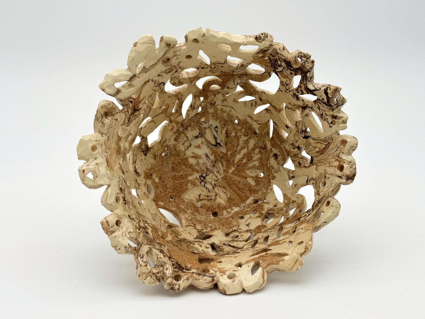 Holey Pedestal Serving Bowl — Mixed Clay (9")