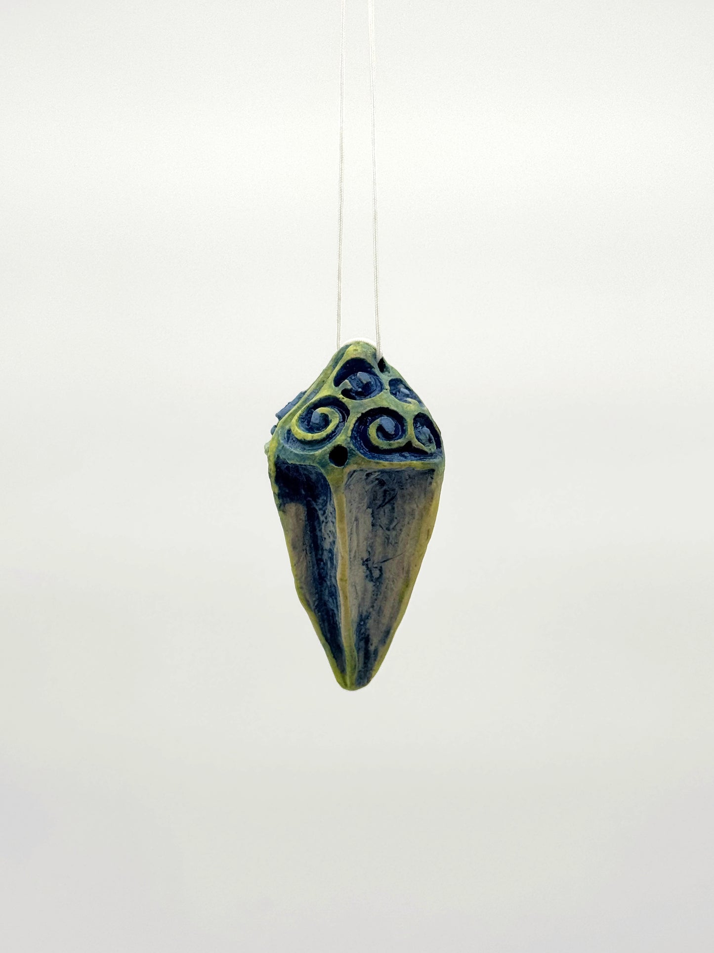 Carved Ornament — Blue Green (3")