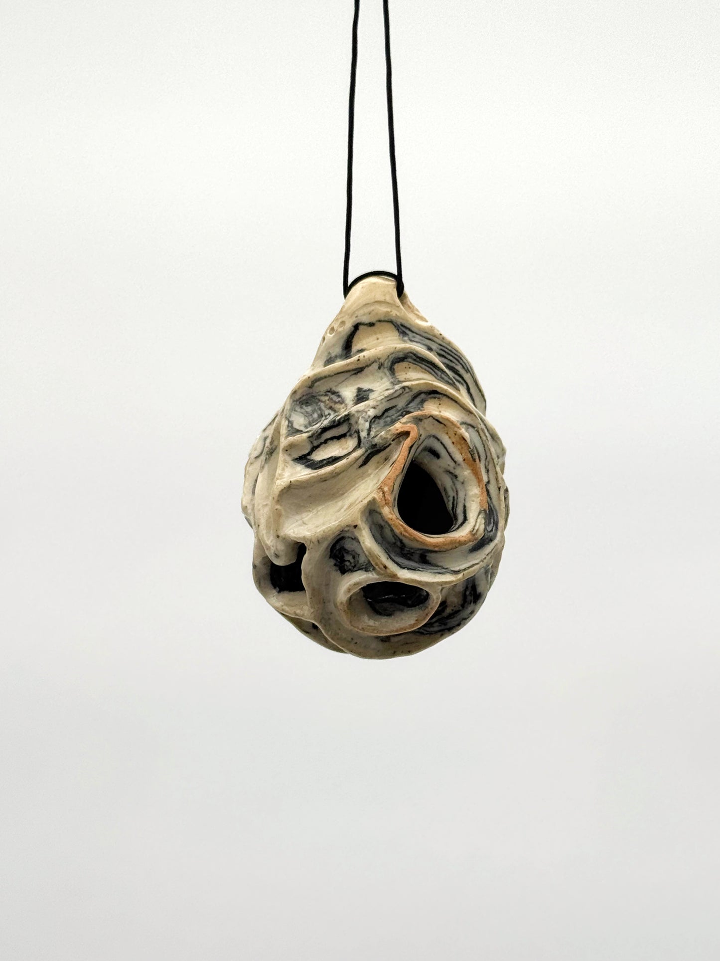 Carved Ball Ornament — Black & White (2")