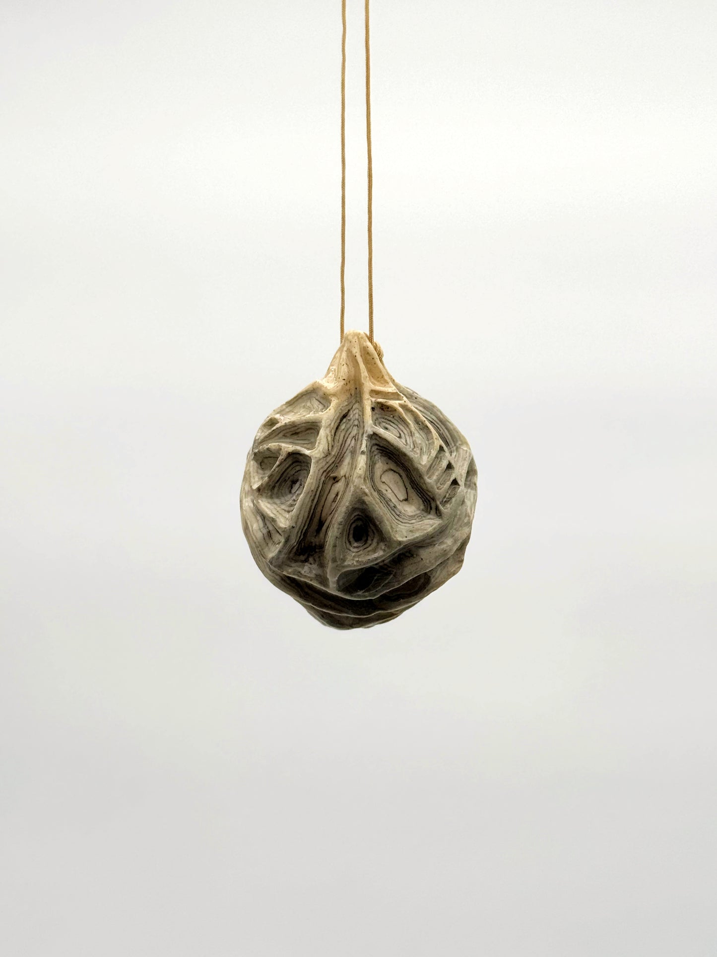 Carved Ball Ornament — Black & White (2")
