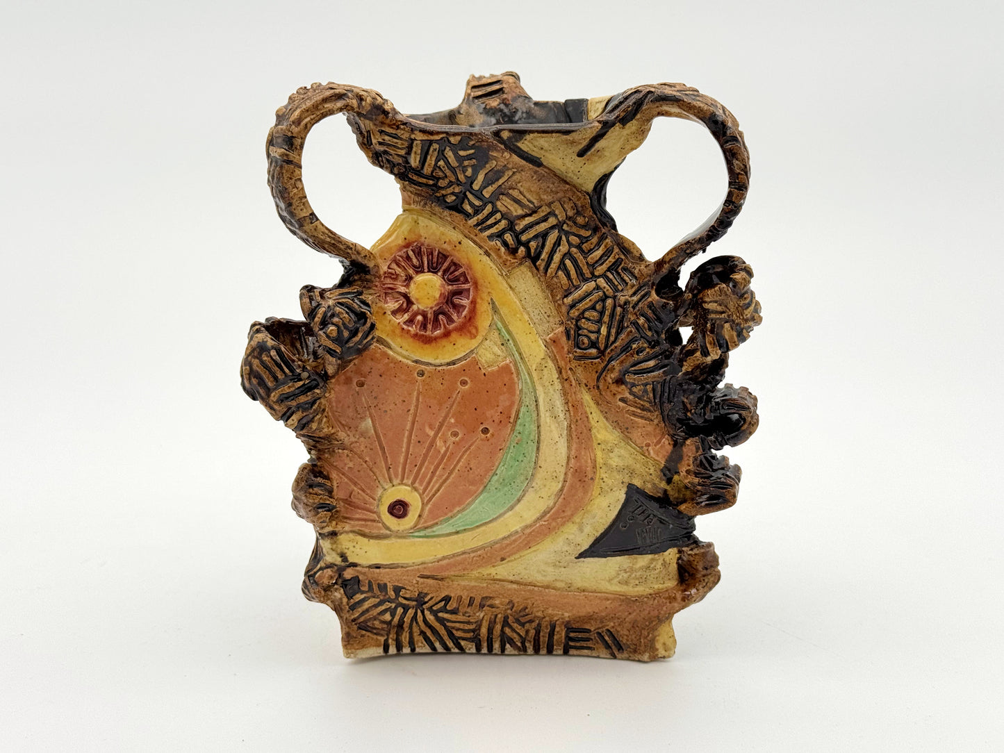 Triangle Vase — Leather Sunset (9")