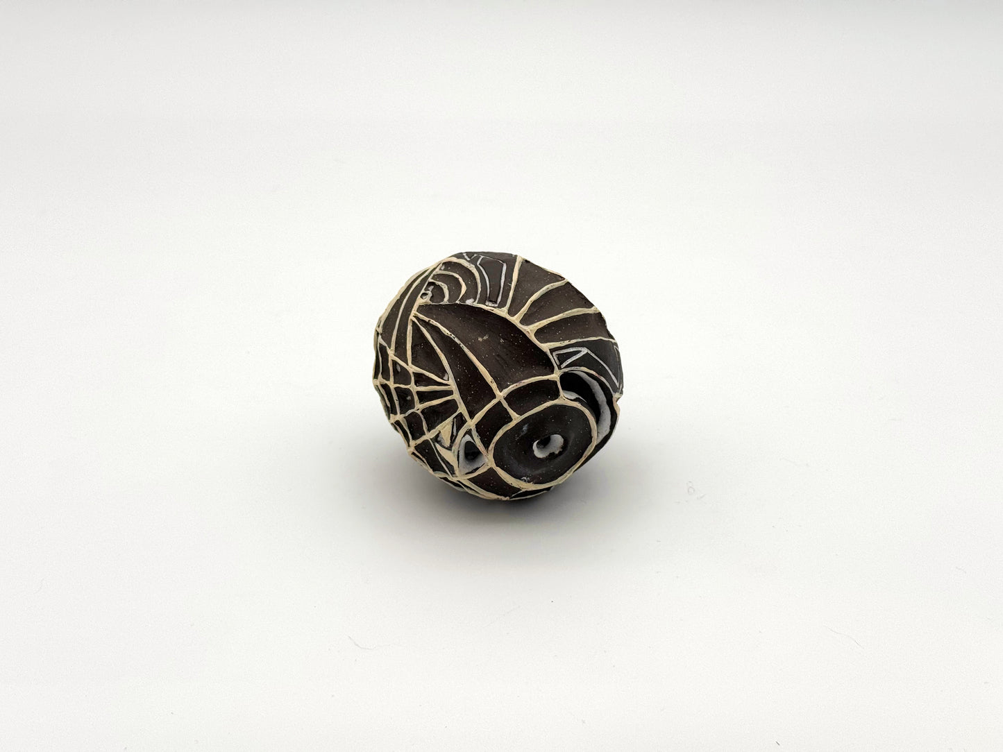 Ball — Dark Natural & White (4")