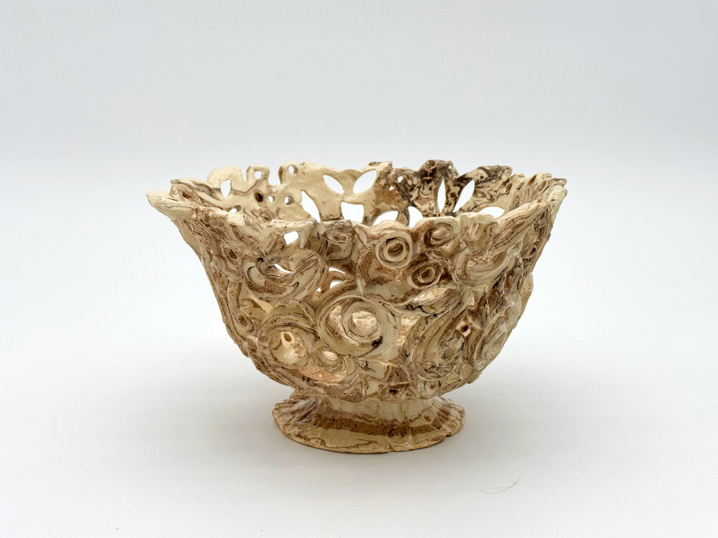 Holey Pedestal Serving Bowl — Mixed Clay (9")