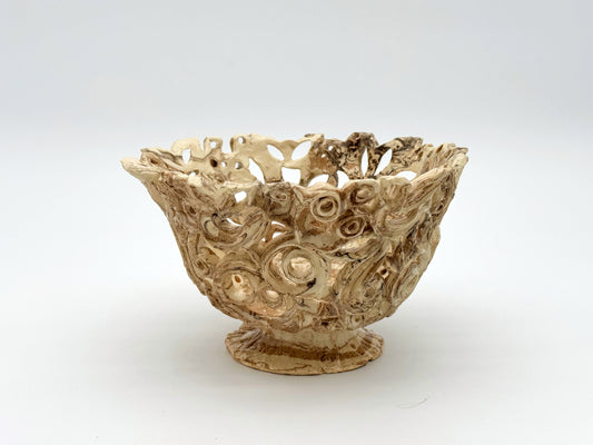 Holey Pedestal Serving Bowl — Mixed Clay (9")