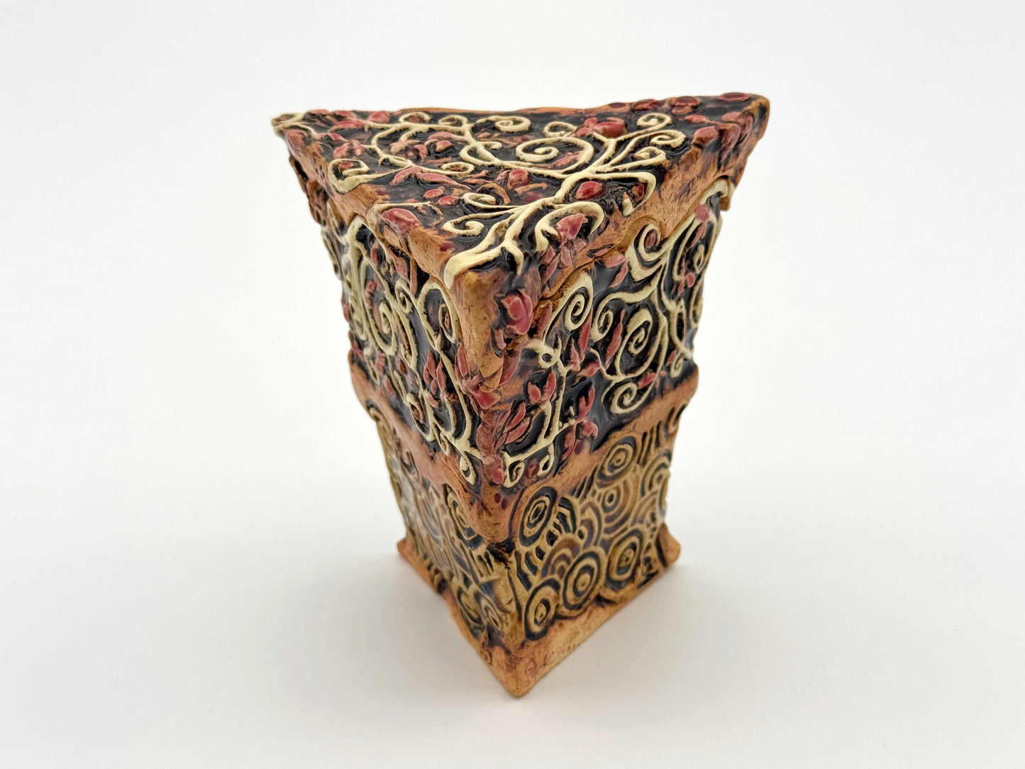 Triangle Box — Pink & Cream Floral (Medium)