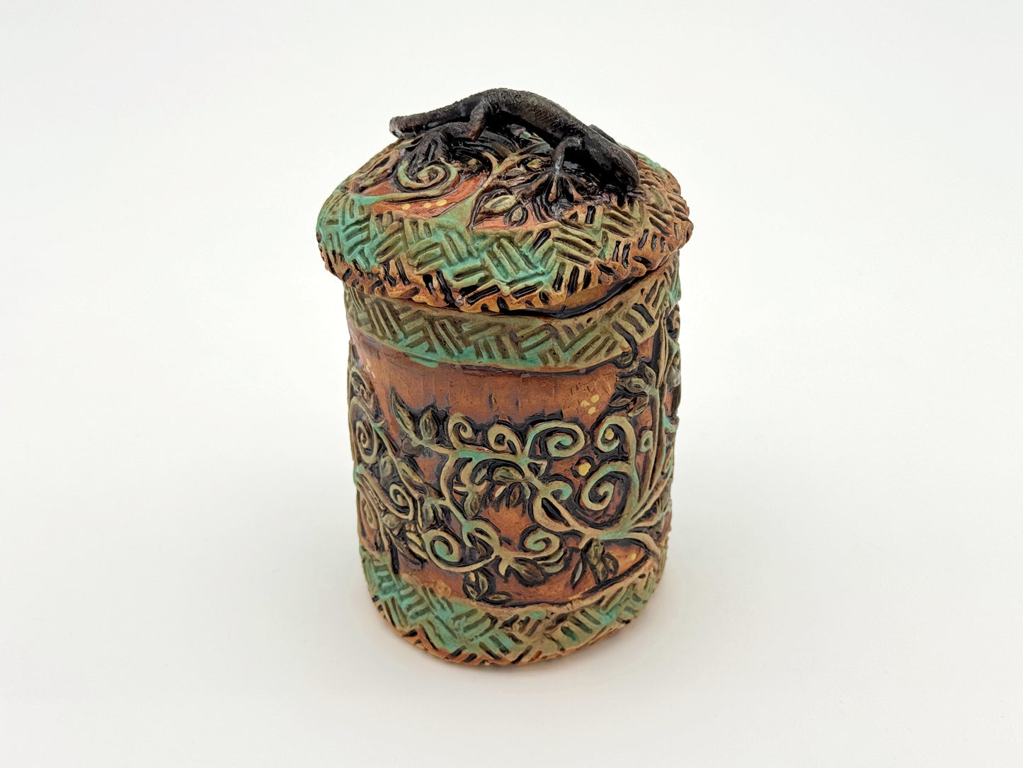 Cylider Box — Brown & Turquiose Lizard (Medium)