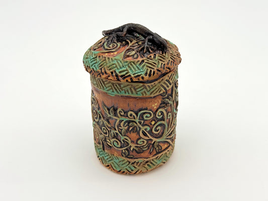 Cylider Box — Brown & Turquiose Lizard (Medium)