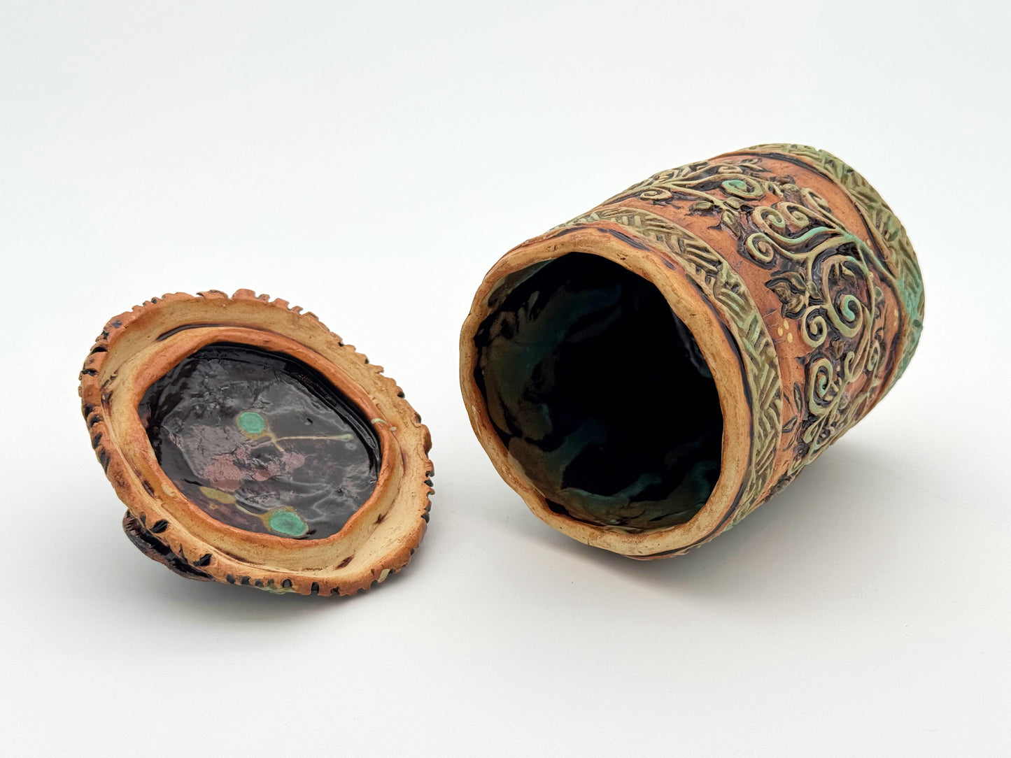 Cylider Box — Brown & Turquiose Lizard (Medium)