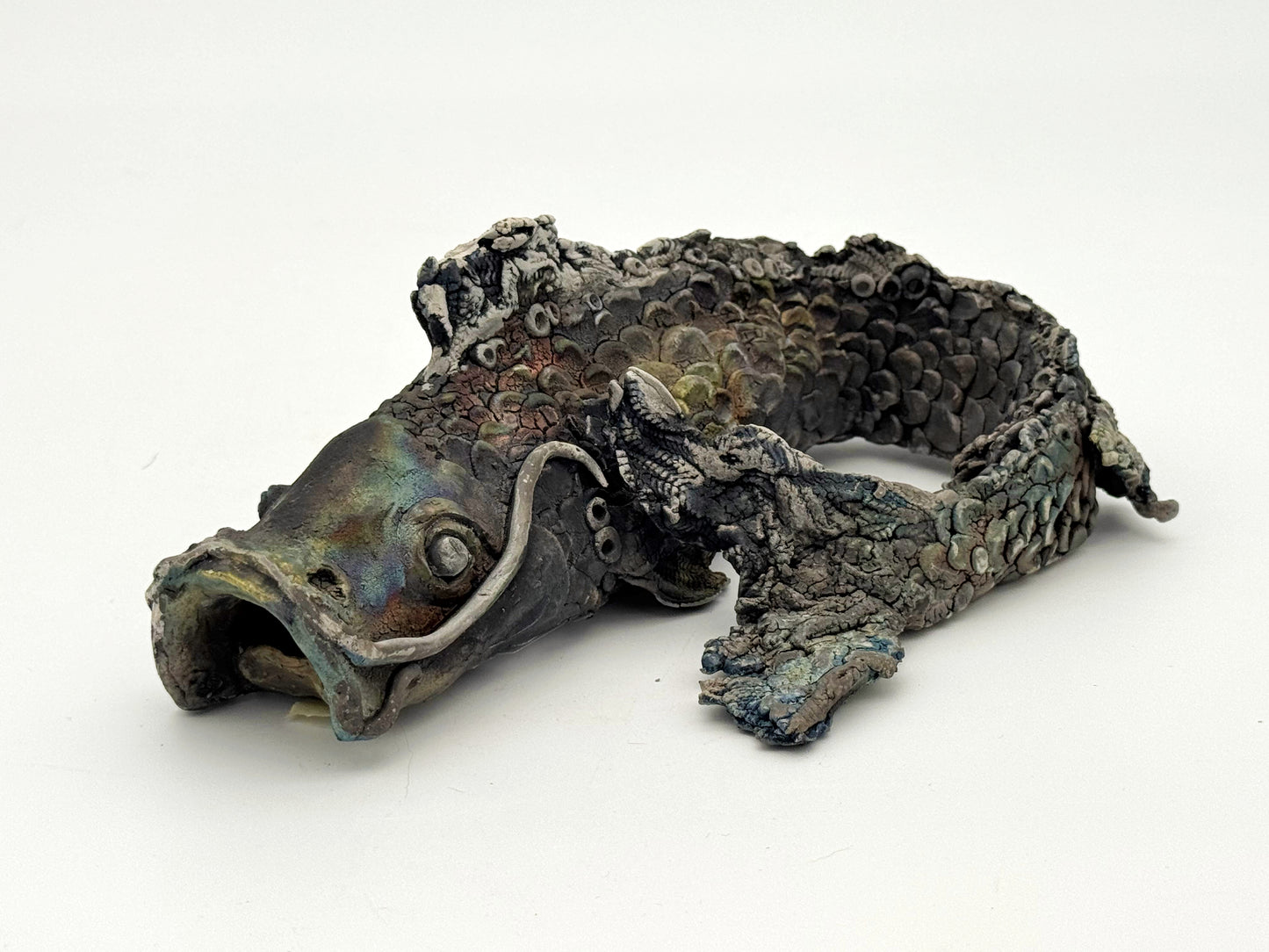Raku Fish — Iridescent Barnacle (Large)
