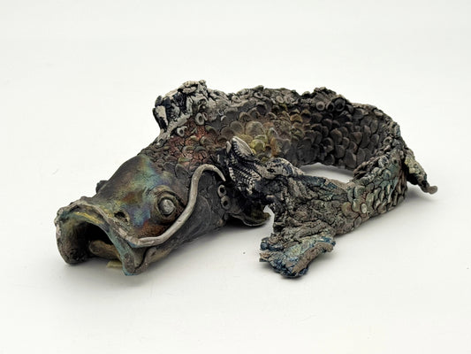 Raku Fish — Iridescent Barnacle (Large)