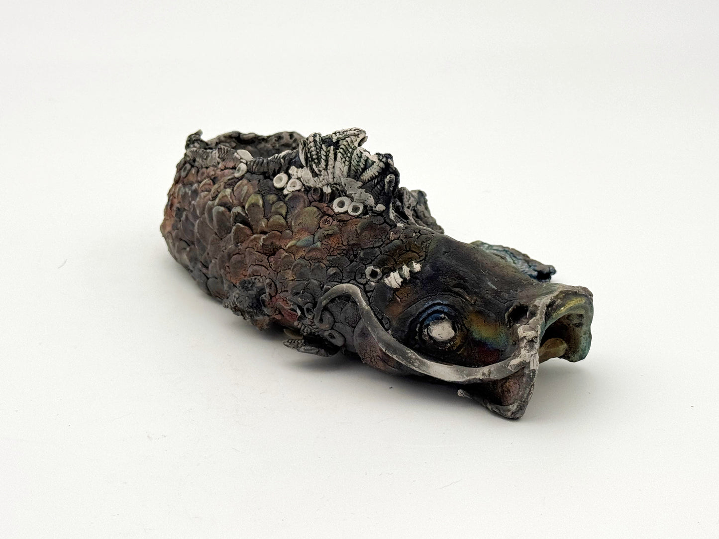 Raku Fish — Iridescent Barnacle (Large)
