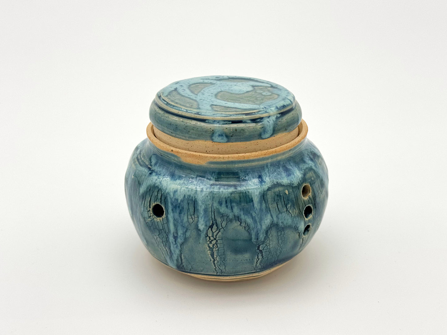 Garlic Keeper & Grinder Set — Blue