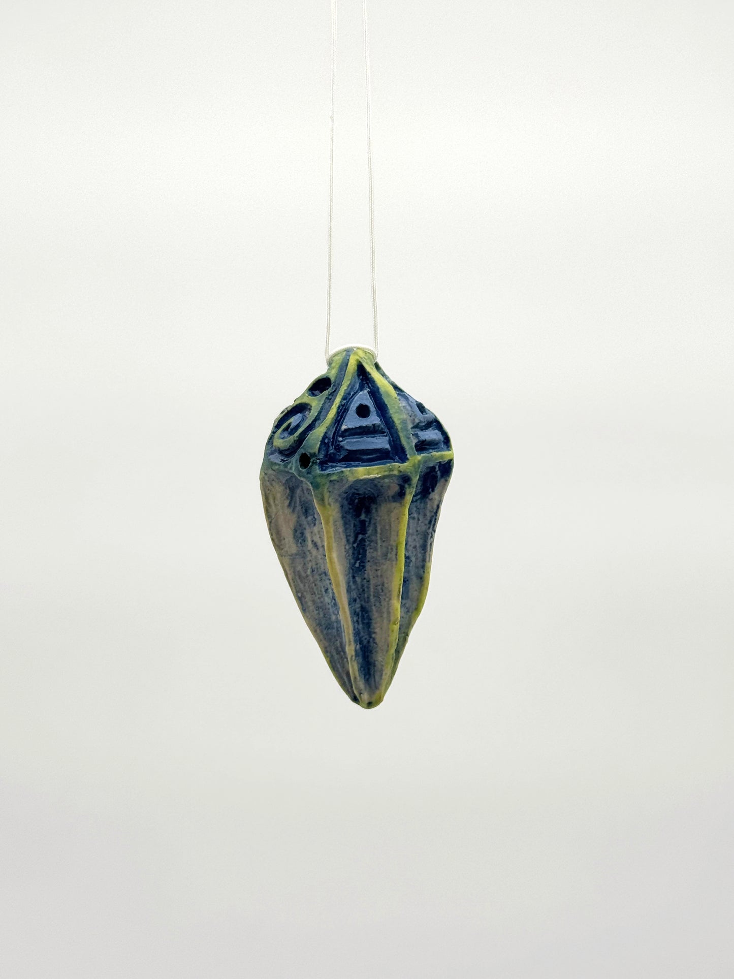 Carved Ornament — Blue Green (3")