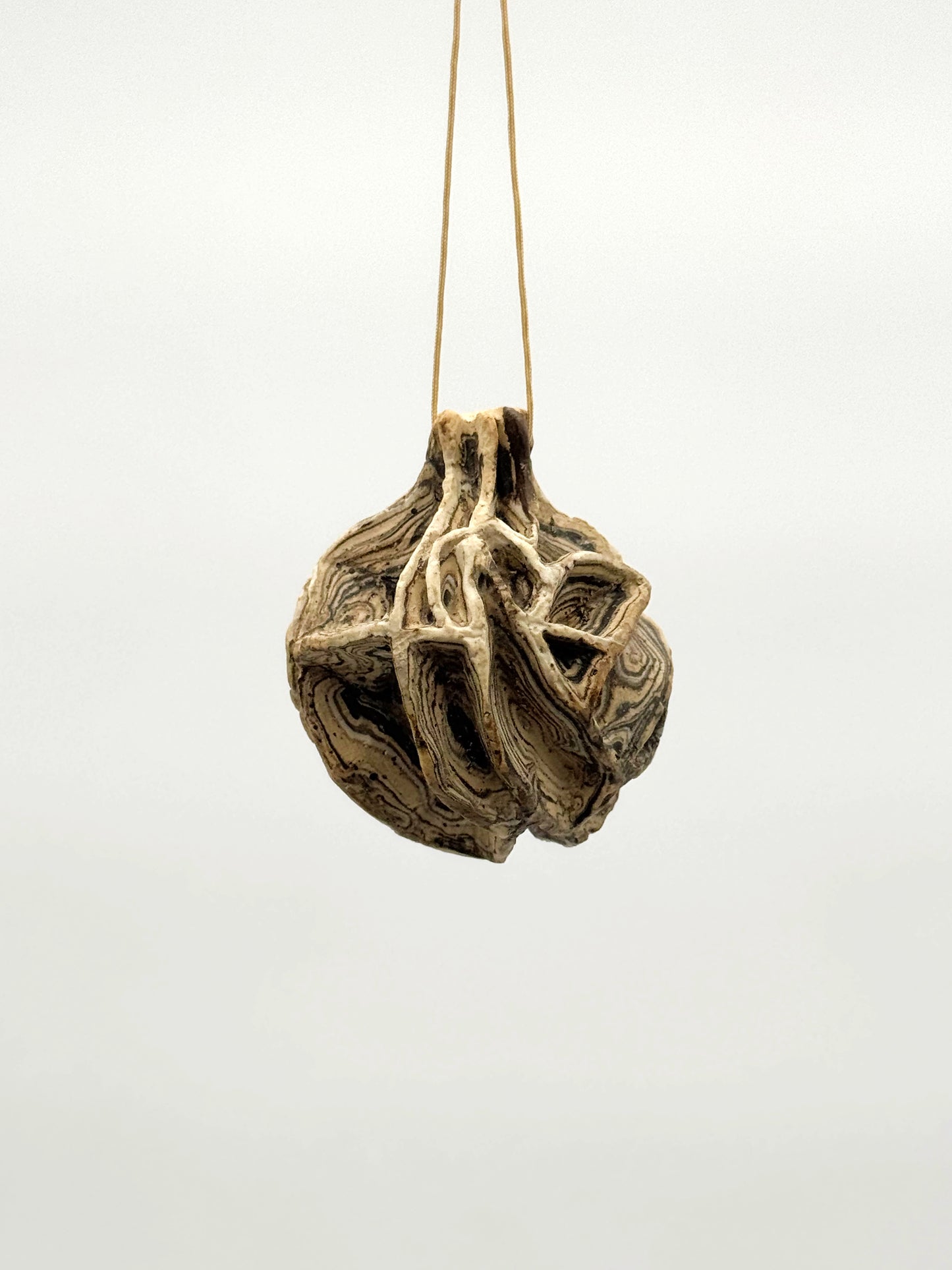 Carved Ball Ornament — Mixed Clay (2")