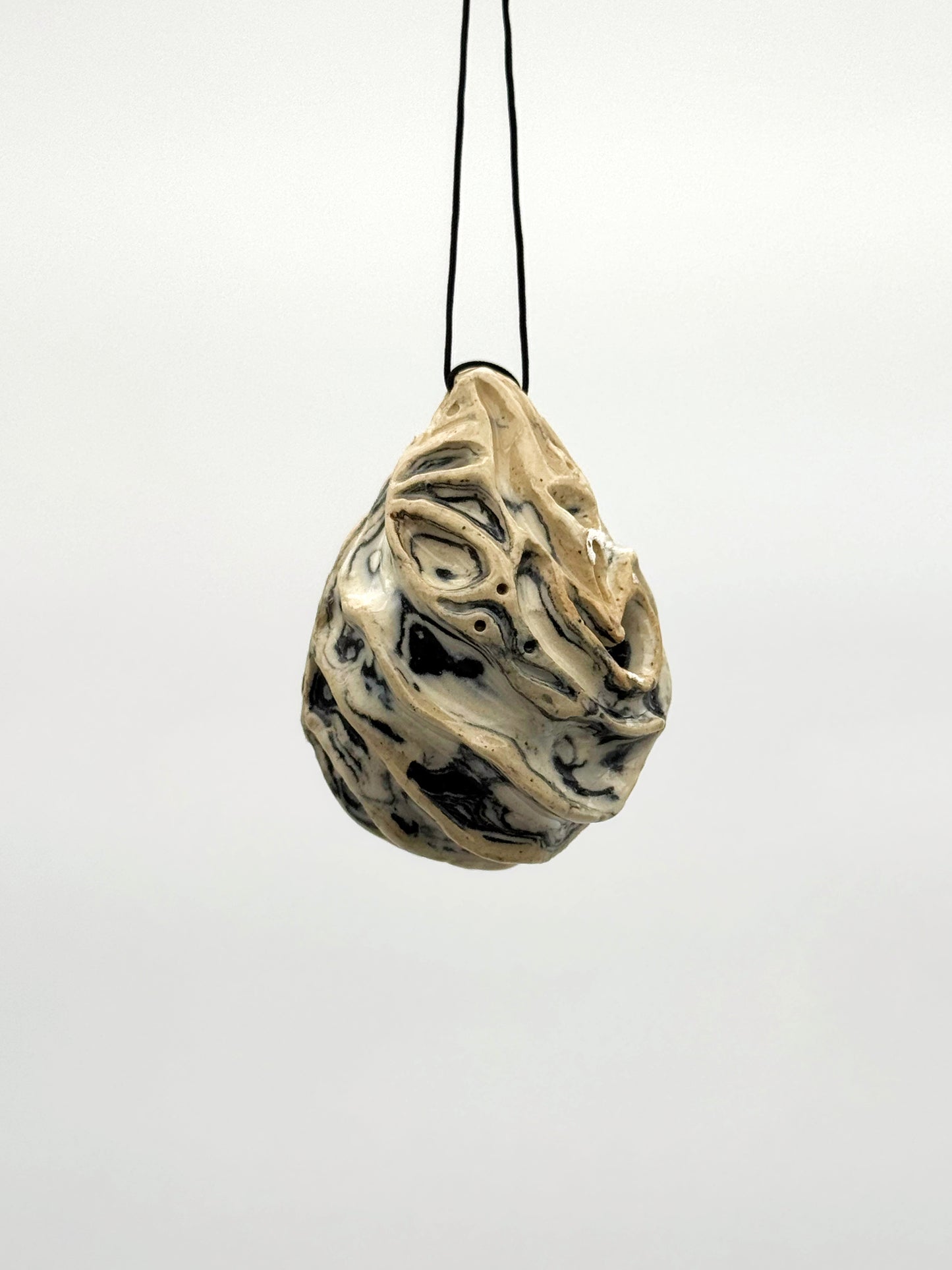 Carved Ball Ornament — Black & White (2")