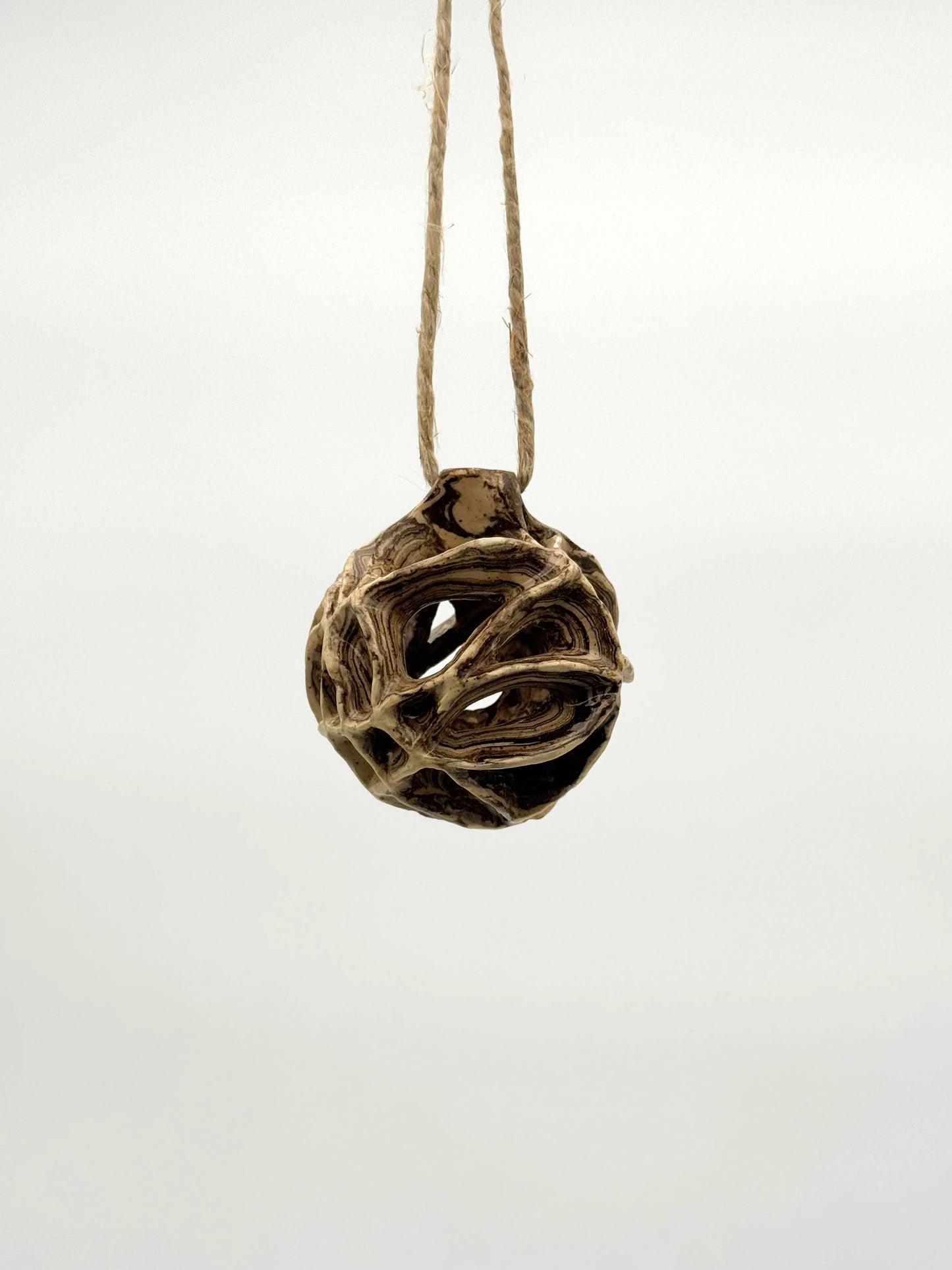 Carved Ball Ornament — Mixed Clay (2")