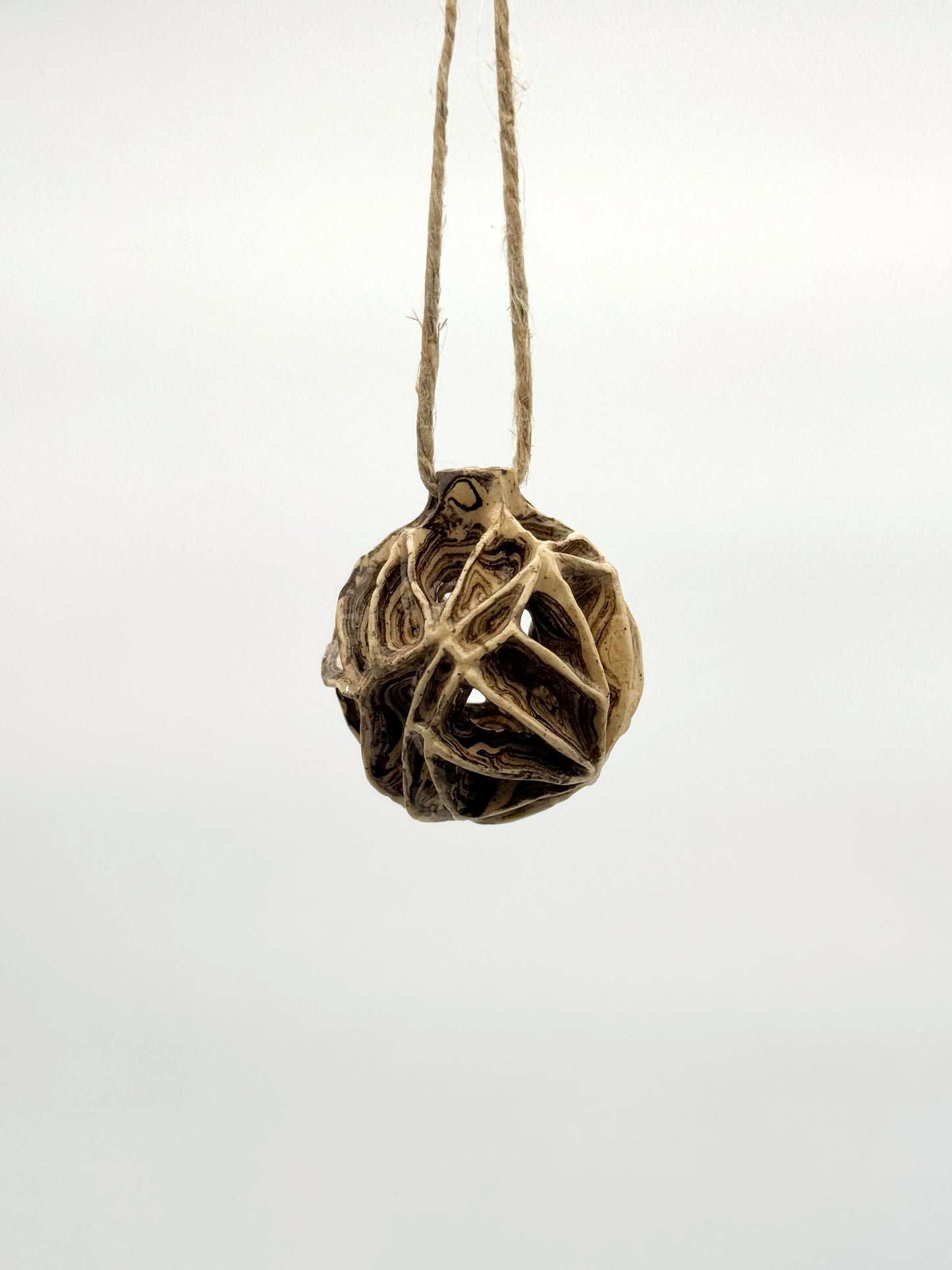 Carved Ball Ornament — Mixed Clay (2")