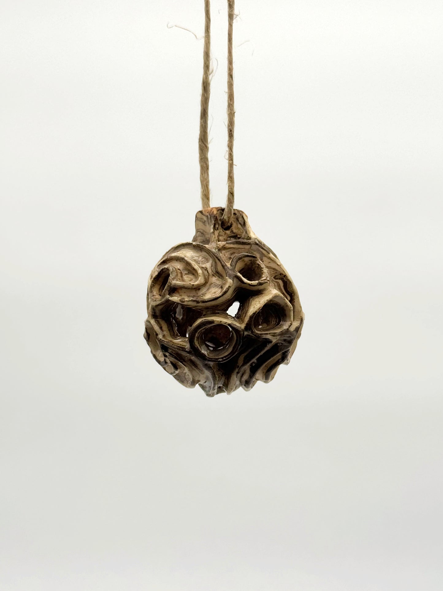 Carved Ball Ornament — Mixed Clay (3")