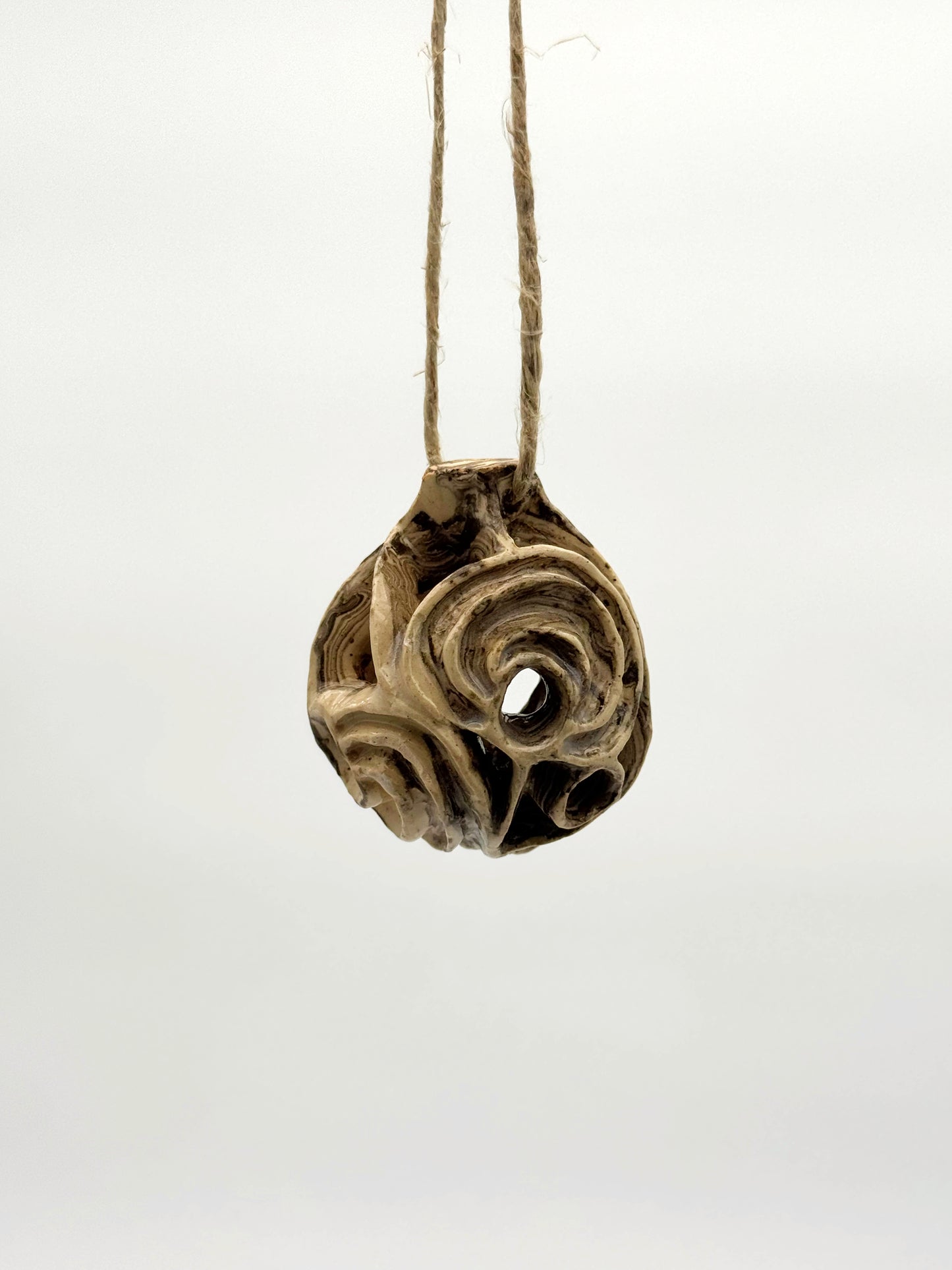 Carved Ball Ornament — Mixed Clay (3")