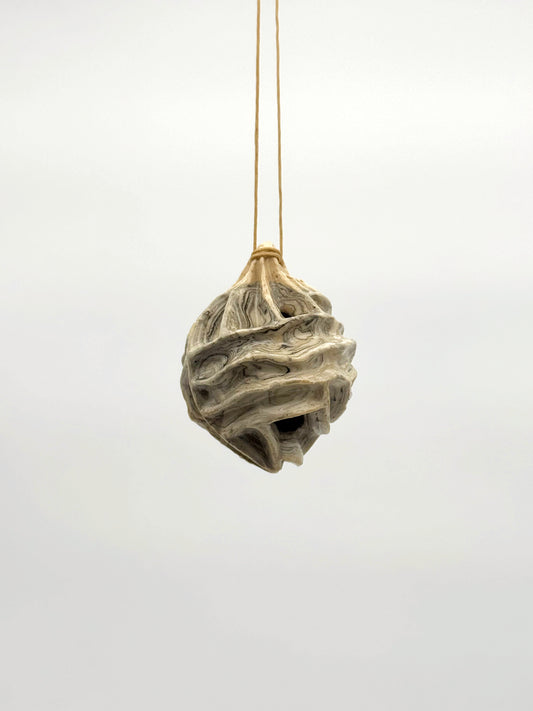 Carved Ball Ornament — Black & White (2")
