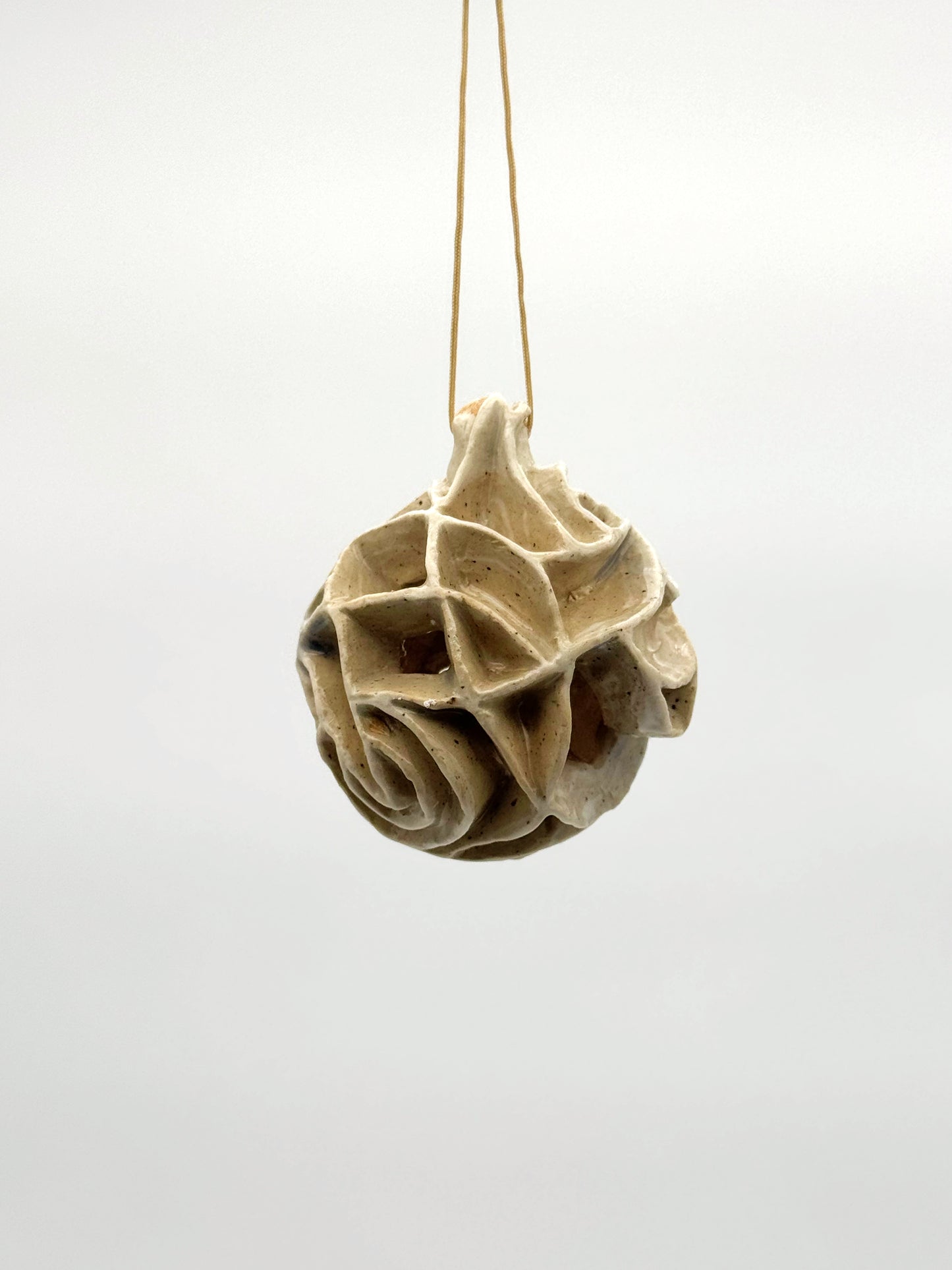 Carved Ball Ornament — Natural (3")