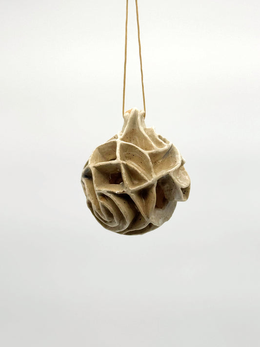 Carved Ball Ornament — Natural (3")