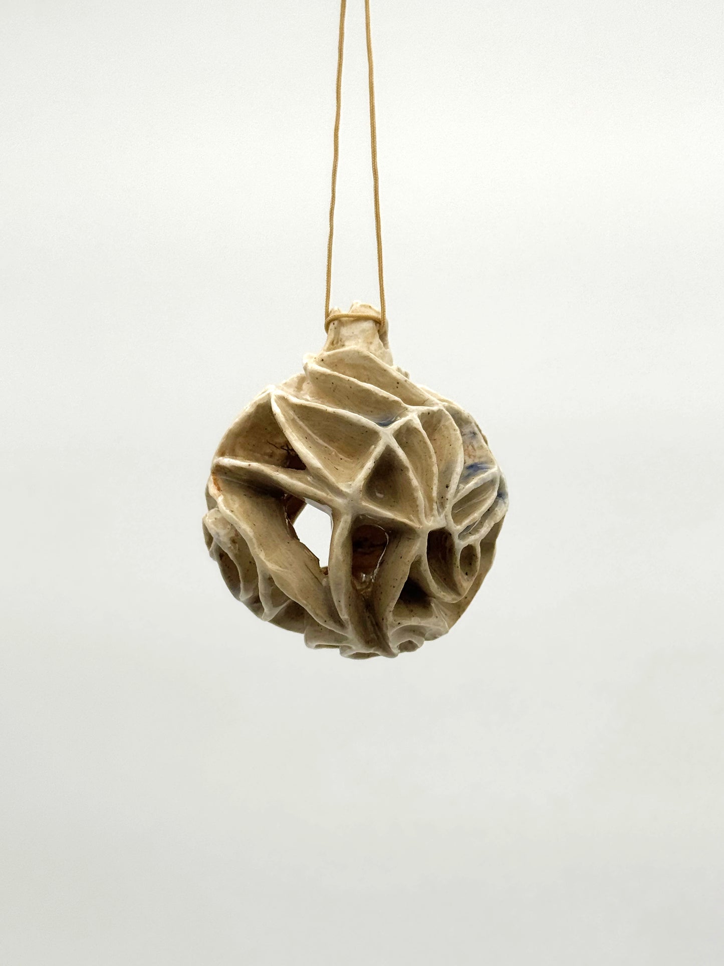 Carved Ball Ornament — Natural (3")