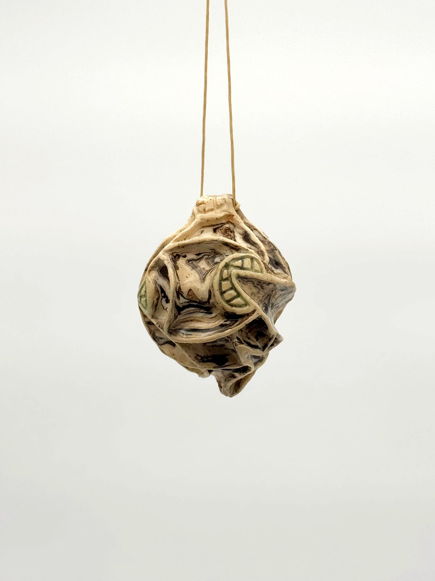 Carved Ball Ornament — Mixed Clay (3")