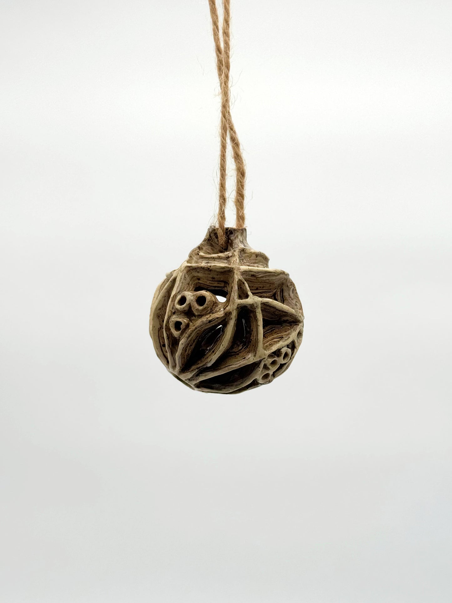Carved Ball Ornament — Mixed Clay (3")