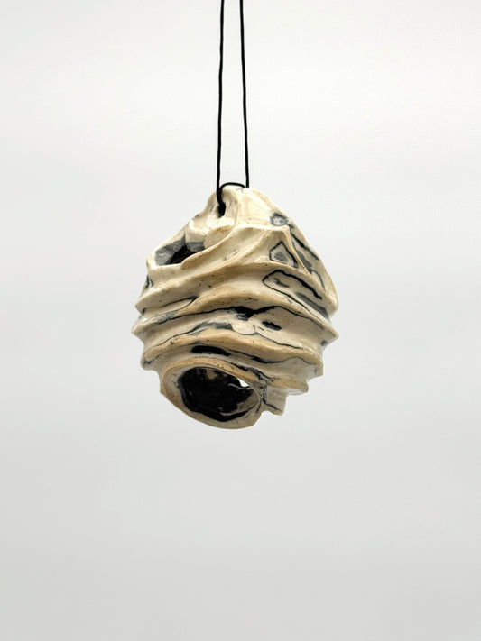 Carved Ball Ornament — Black & White (3")