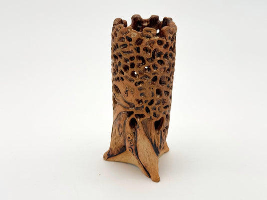 Holey Vase — Leather (5")