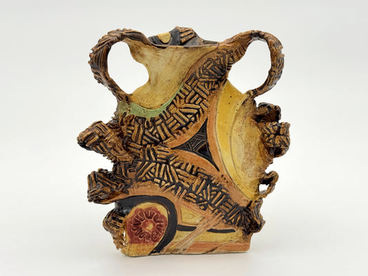 Triangle Vase — Leather Sunset (9")