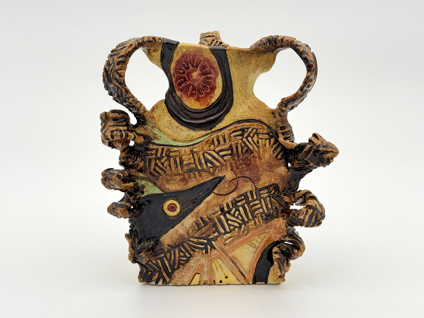 Triangle Vase — Leather Sunset (9")