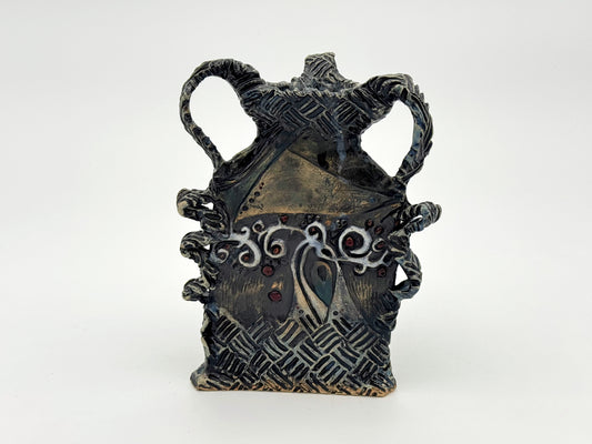 Triangle Vase — Black & Blue (9")