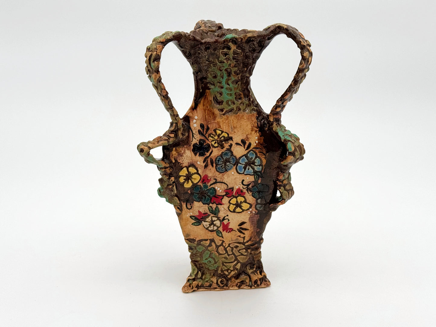 Triangle Vase — Leather Floral (11")